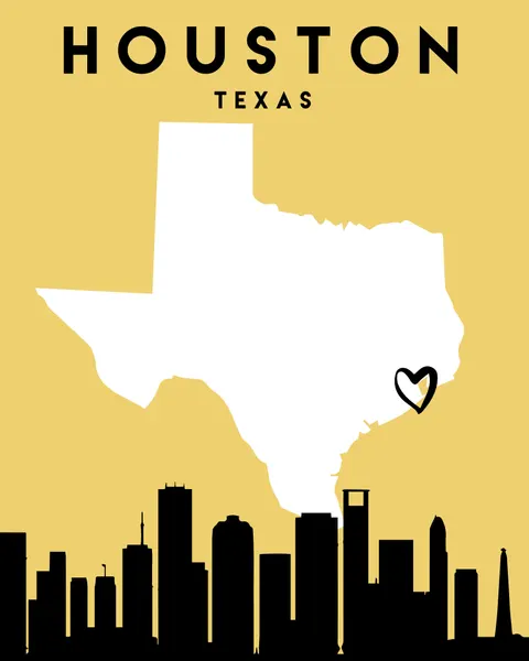 Houston Texas Map Skyline by Emiliano Deificus