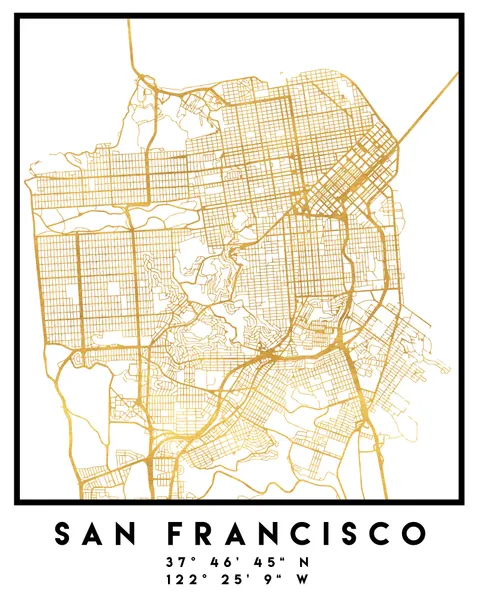 San Francisco Golden Map by Emiliano Deificus