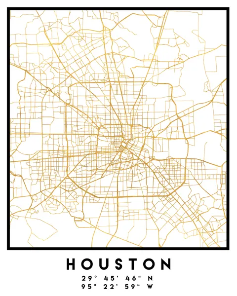 Golden Houston Map by Emiliano Deificus