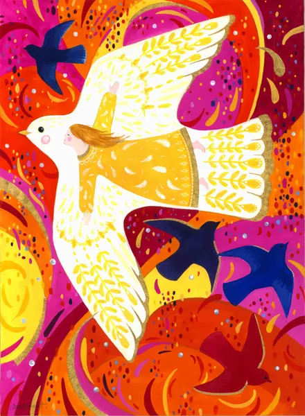 Angel Child and Birds by Isabelle Brent