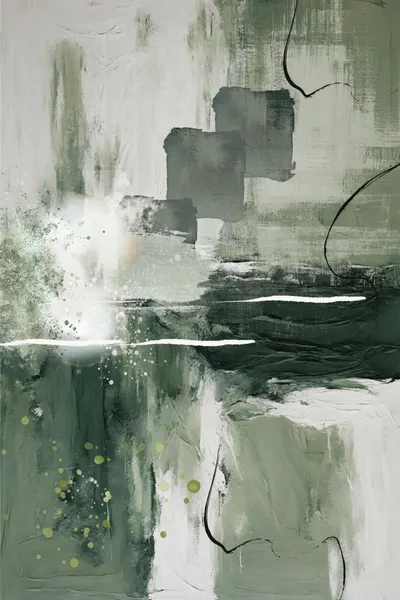 Serene Green Abstract by Sally Ann Moss