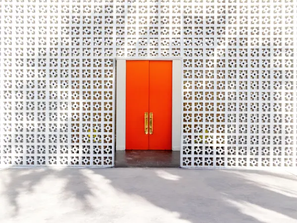 Parker Orange Doors and Breezeblock Wall by Tom Windeknecht