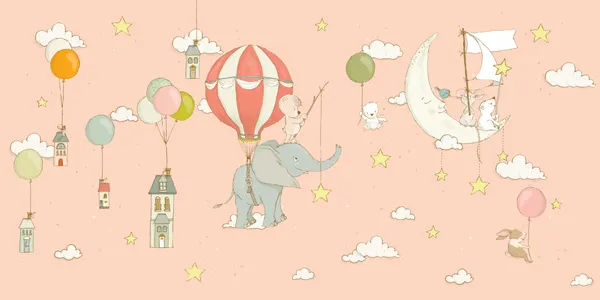 Whimsical Animal Sky Journey by Sue Skellern