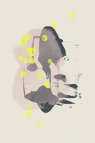 Modern Ink Yellow Dots by Thoth Adan