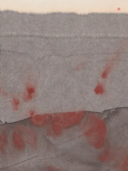 Abstract Gray Red Stains by Thoth Adan