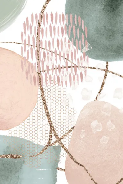 Blush Sage Golden Abstract by Sally Ann Moss