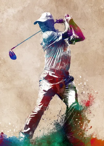Vibrant Golfer Action by Justyna Jaszke