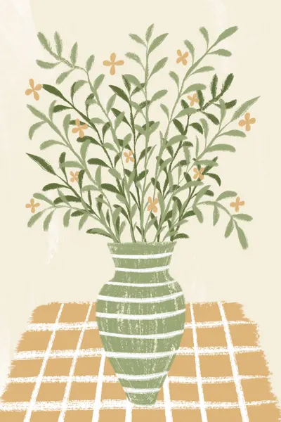 Botanical Vase Checkered Table by Martina