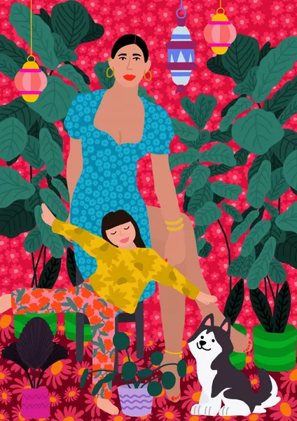Woman and Child the Garden by Rafaela Mascaro