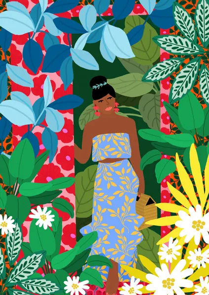  Woman In A Dress With Flowers by Rafaela Mascaro