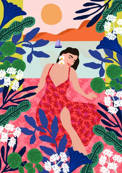 Floral Sunset Girl by Rafaela Mascaro