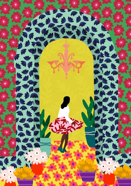 Floral Portal Girl by Rafaela Mascaro
