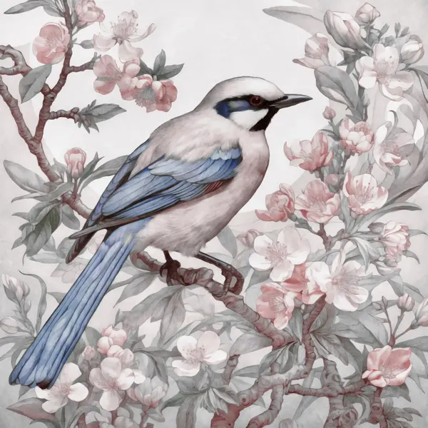 Jay Among Spring Flowers by Andrea Haase