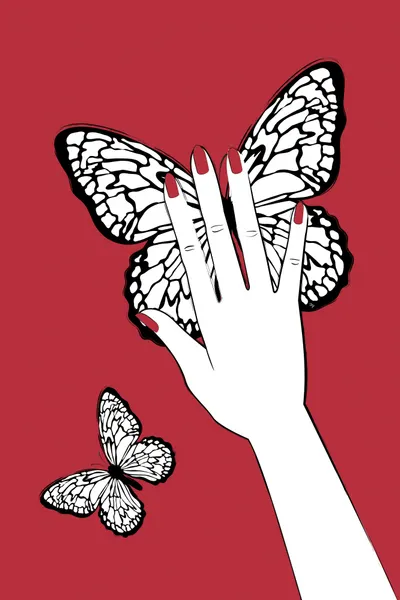 Red Butterfly Hand by Martina