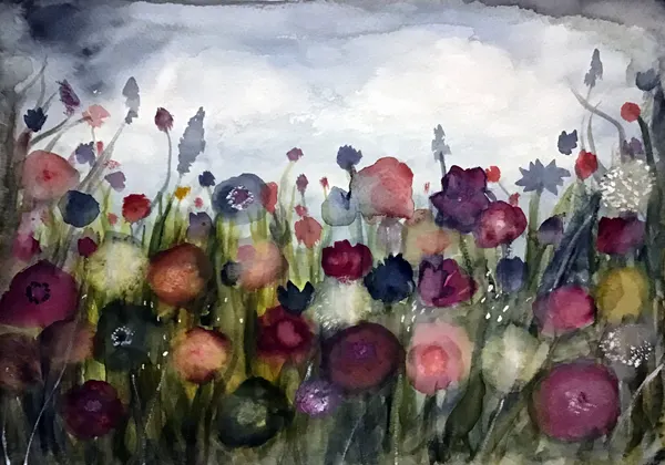 Dreamy Flower Field by Monica Lindblom