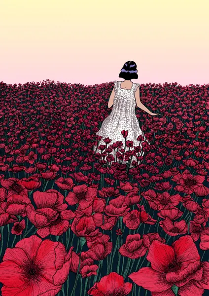Woman in Poppy Field by EC Mazur