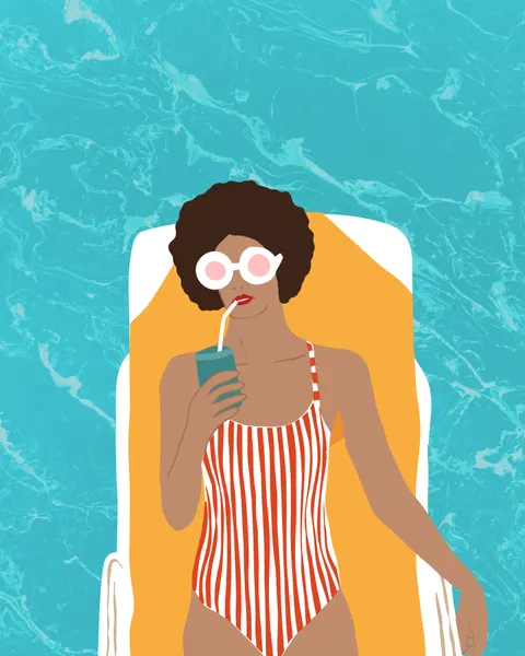 Woman Poolside Relaxation by Uma Gokhale