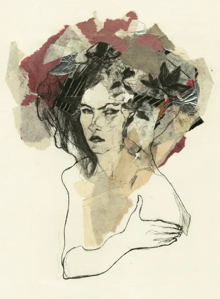 Thoughtful Woman Collage by Ute Rathmann