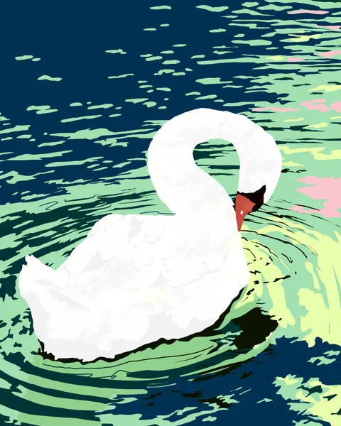 Graceful Swan on Water by Uma Gokhale