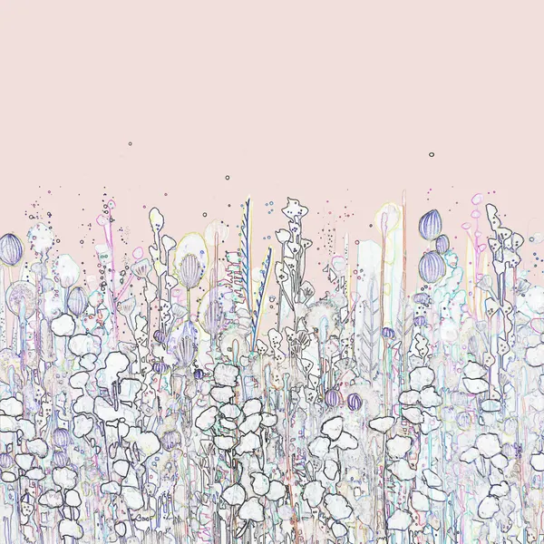 Delicate Pink Floral Field by Sylvie Demers