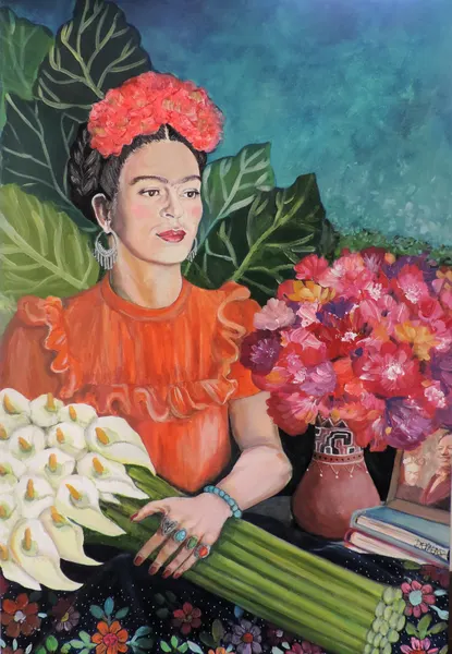 Colorful Folk Art Portrait by Sylvie Demers