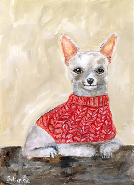 Chihuahua in Red Sweater by Sharyn Bursic