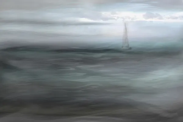 Misty Ocean Sailboat by Christina Sillen