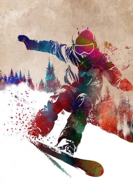 Vibrant Snowboarder Action by Justyna Jaszke