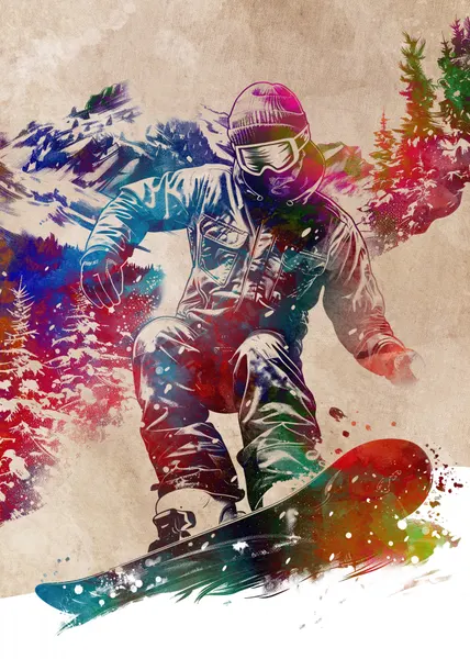 Vibrant Snowboarder Ride by Justyna Jaszke
