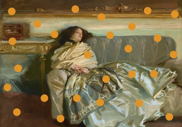 Pensive Woman on Sofa by The Art Concept