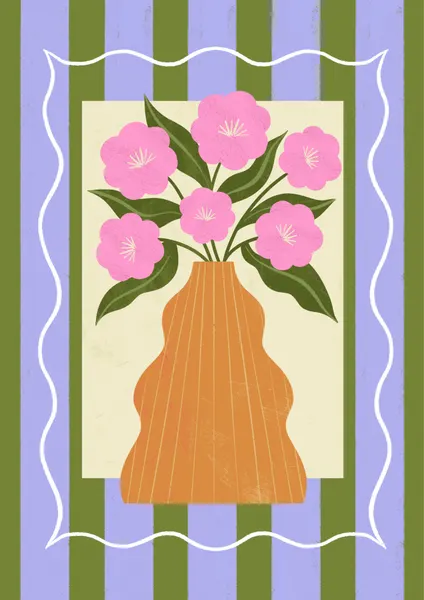 Pink Flowers in Wavy Vase by Melissa Donne
