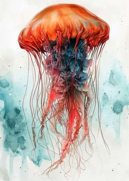Vibrant Watercolor Jellyfish by Justyna Jaszke