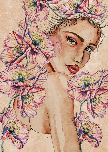 Woman wih Poppies by Raissa Oltmanns