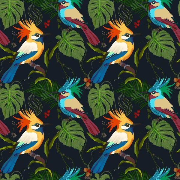 Vibrant Jungle Birds Pattern by Josie George