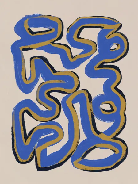 Abstract Blue Gold Lines by Little Dean