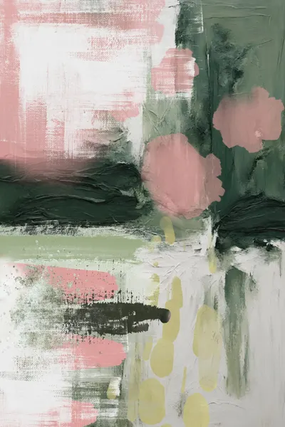 Blush Green Abstract Shapes by Sally Ann Moss