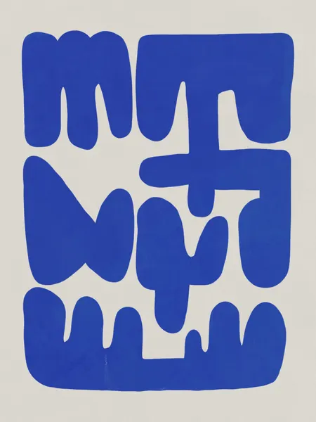 Blue Abstract Shapes by Little Dean