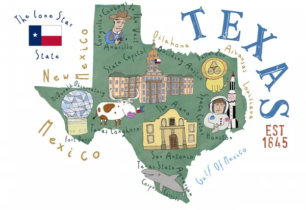 Lone Star State Map by Carla Daly
