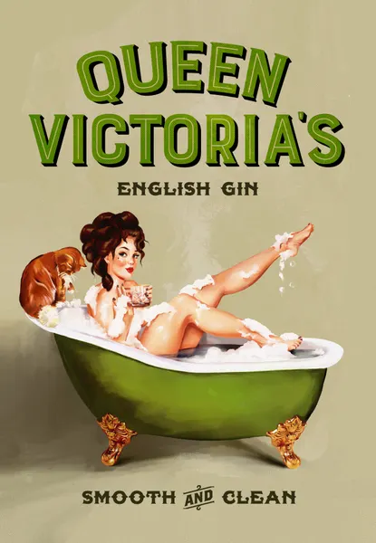 Queen Victoria English Gin Bath Pinup Girl by The Whiskey Ginger