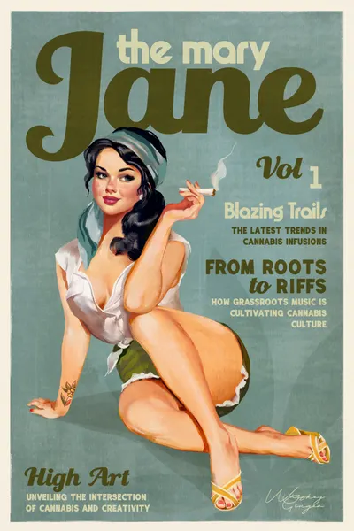 Mary Jane Retro Vintage Pinup Cannabis Art by The Whiskey Ginger