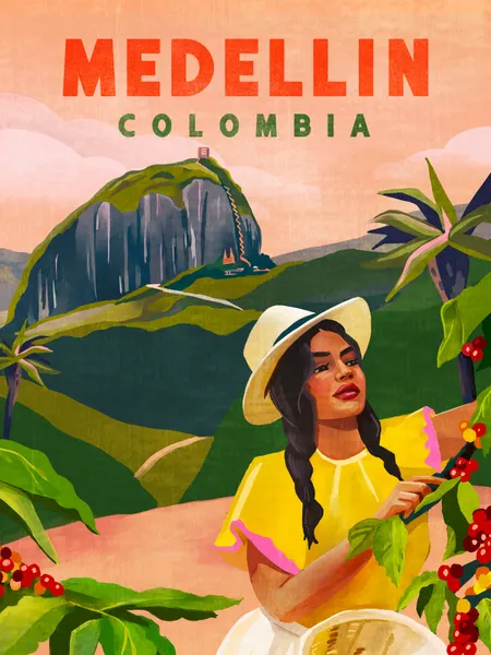 Medellin Colombia Travel Poster by The Whiskey Ginger