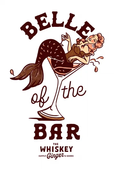 Belle Of The Bar Mermaid Pin Up Art by The Whiskey Ginger