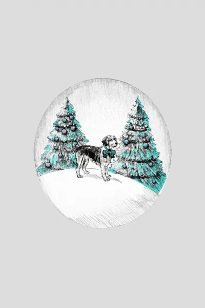 Christmas Dog In Snow by casa cartissi