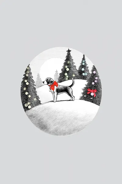 Christmas Dog In Snow by casa cartissi