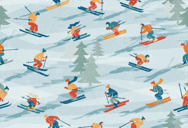 Skiers On Snowy Slopes by Annick
