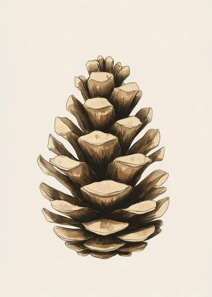 Natural Pine Cone Drawing by Pictufy Studio IV