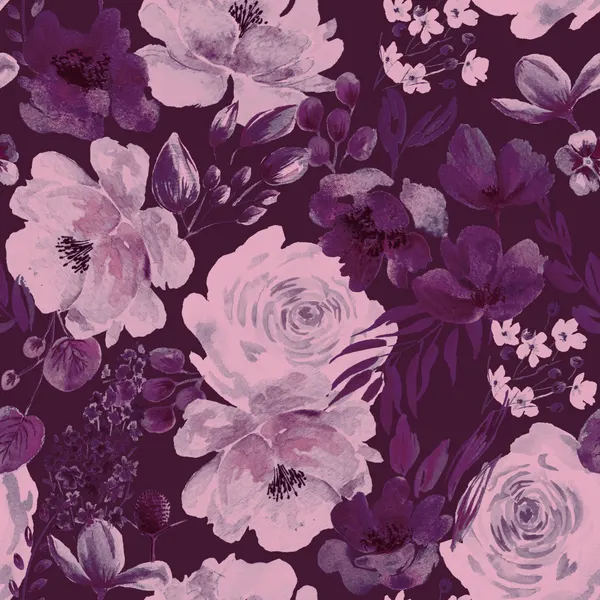 Floral Chaos Watercolor Pattern purple by Anis Illustration