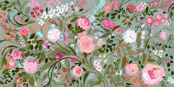 Pink Floral Garden by Josie George