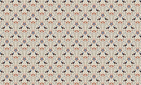 Roosters Beige Pattern by Anis Illustration