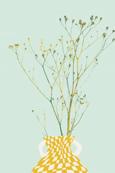 Botanical Checkered Vase by Annick